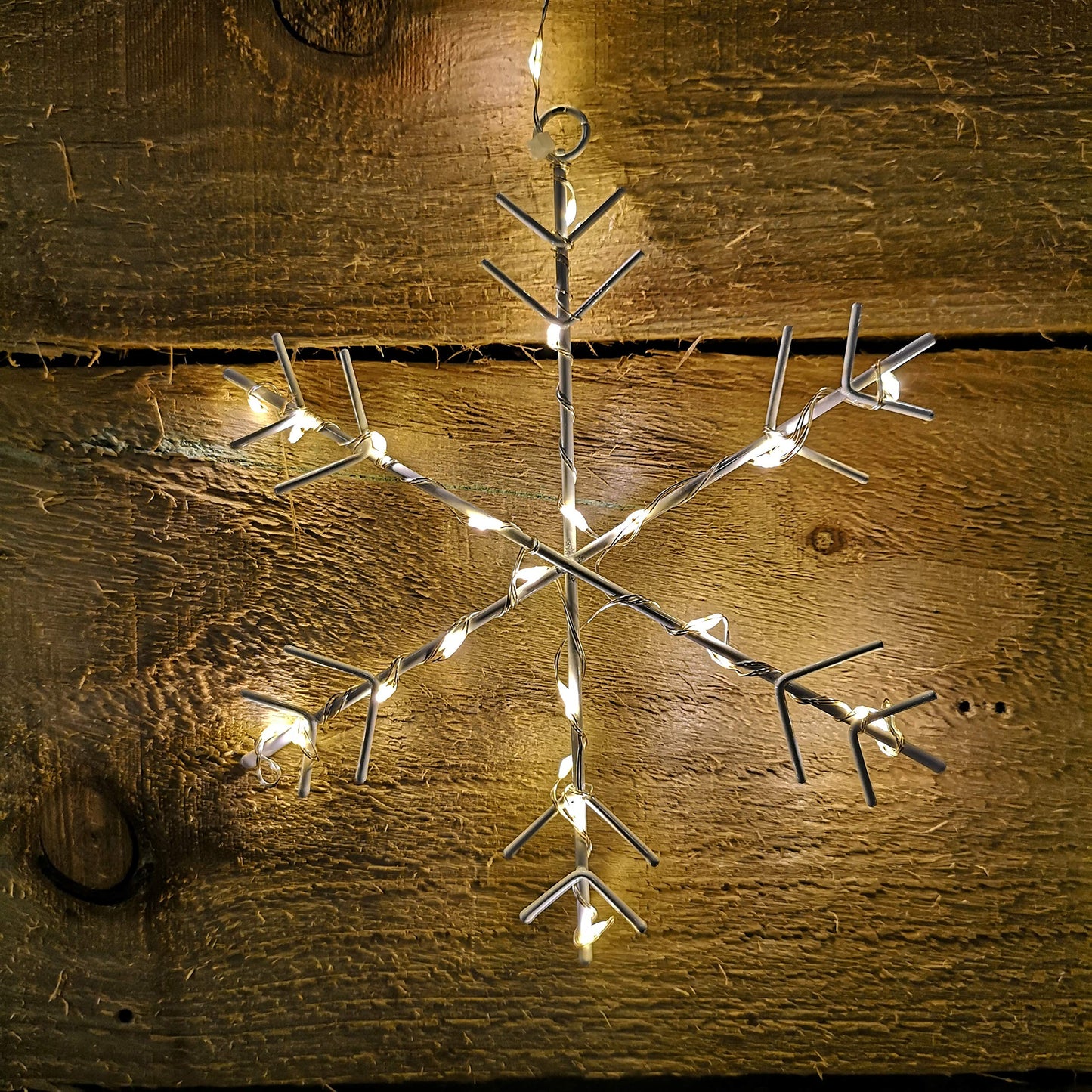 1.2m x 1.2m Light up Snowflake Pin Wire Christmas Curtain Lights with 339 Warm White LEDs