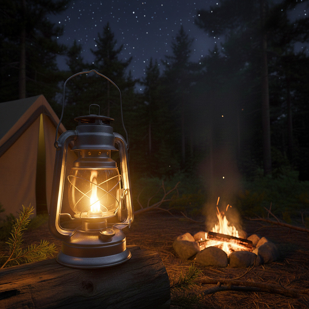 25cm Silver Paraffin Hurricane Lantern Camping Light