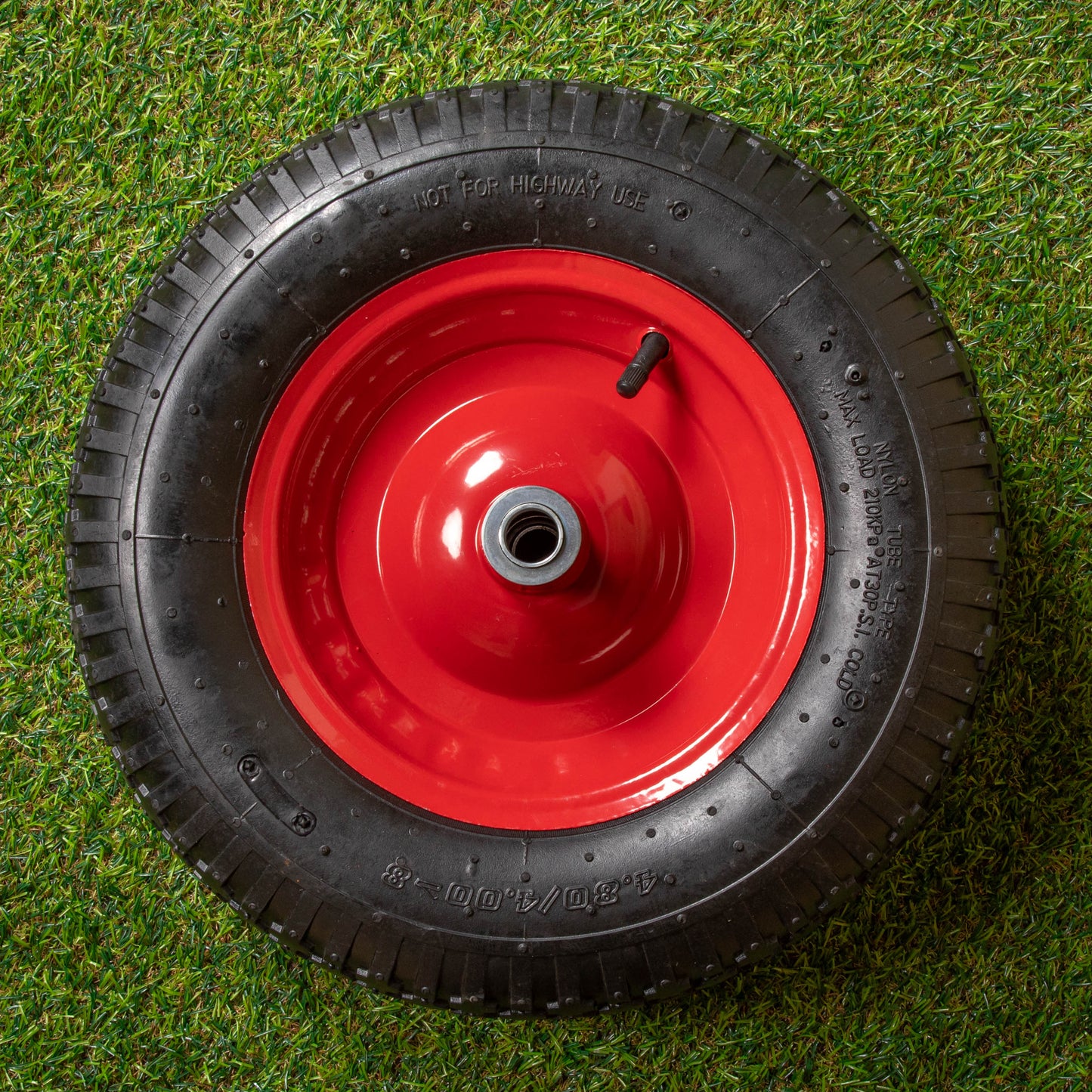 Replacement 15" x 4" Pneumatic Heavy Duty Garden Wheelbarrow Wheel & Axel In Red