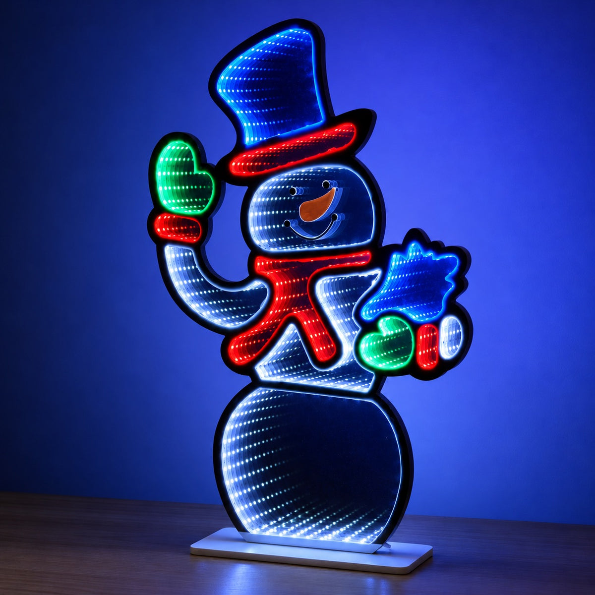 60cm Light up Waving Snowman Christmas Infinity Mirror with LEDs