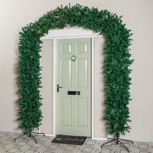 8ft (2.55m) Samuel Alexander Double Door Plain Green Christmas Tree Arch with 2000 Tips