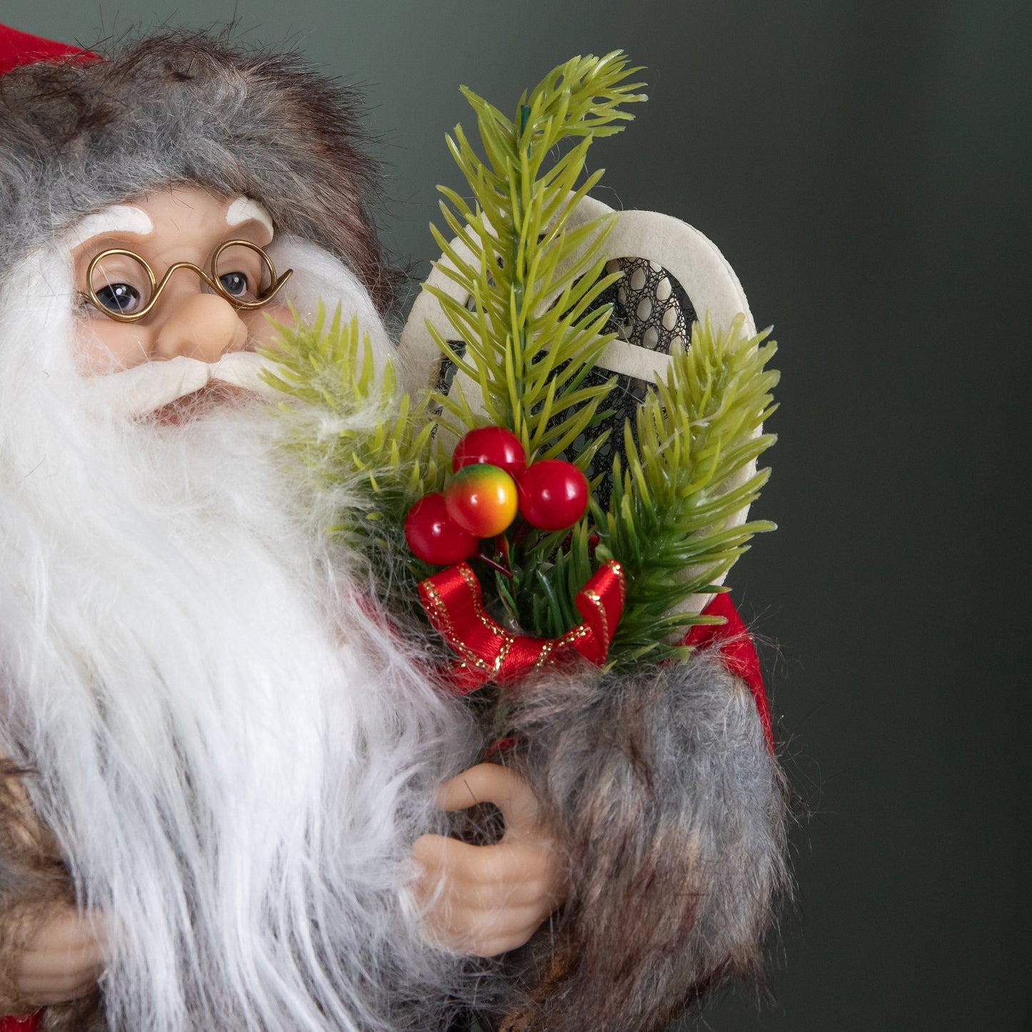 30cm Standing Traditional Santa Claus Christmas Decoration with Gift Sack