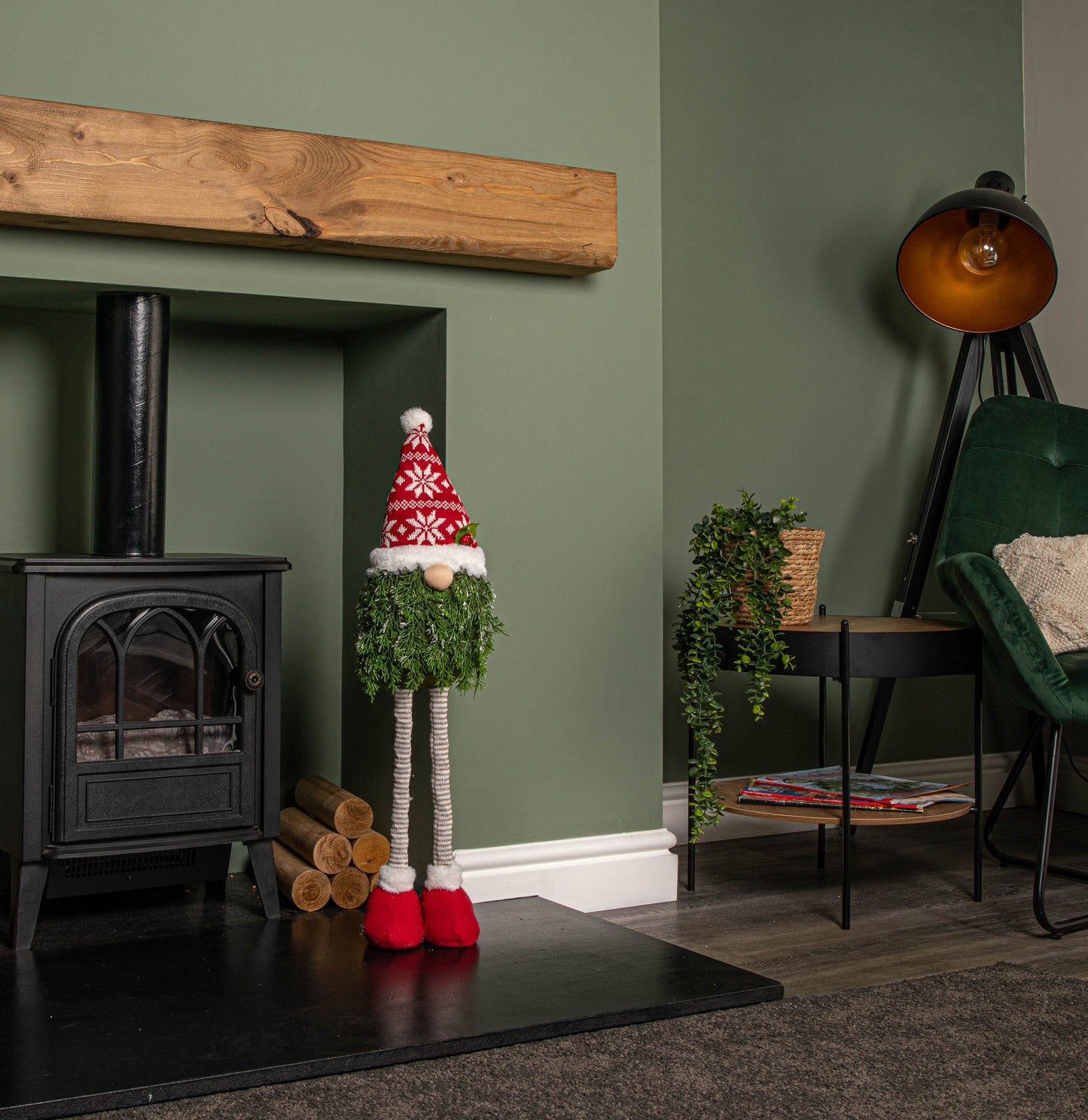 76cm Red and White Christmas Tree Standing Gonk with Snowflake Hat and Extendable Legs