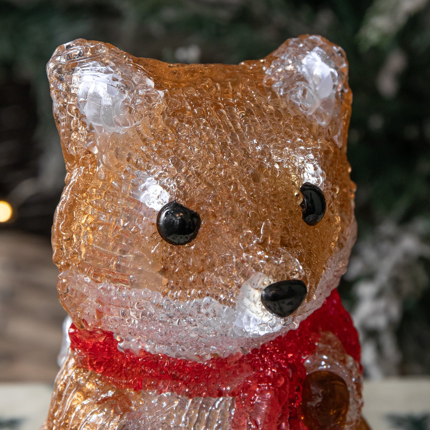 14cm Battery Operated Light up Christmas Ice Fox with 12 Cool White LEDs
