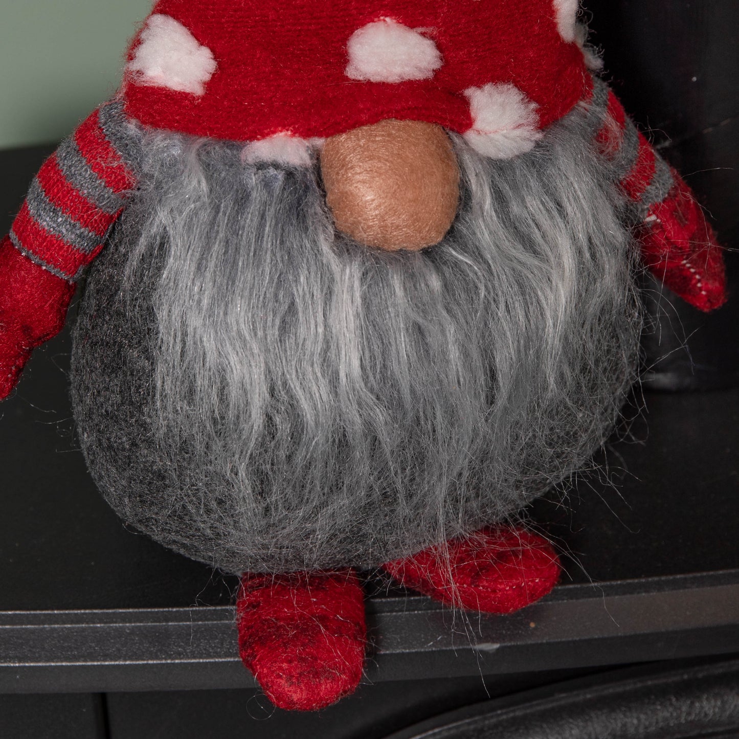 32cm Festive Christmas Red & Grey Bearded Gonk with White Polka Dot Hat