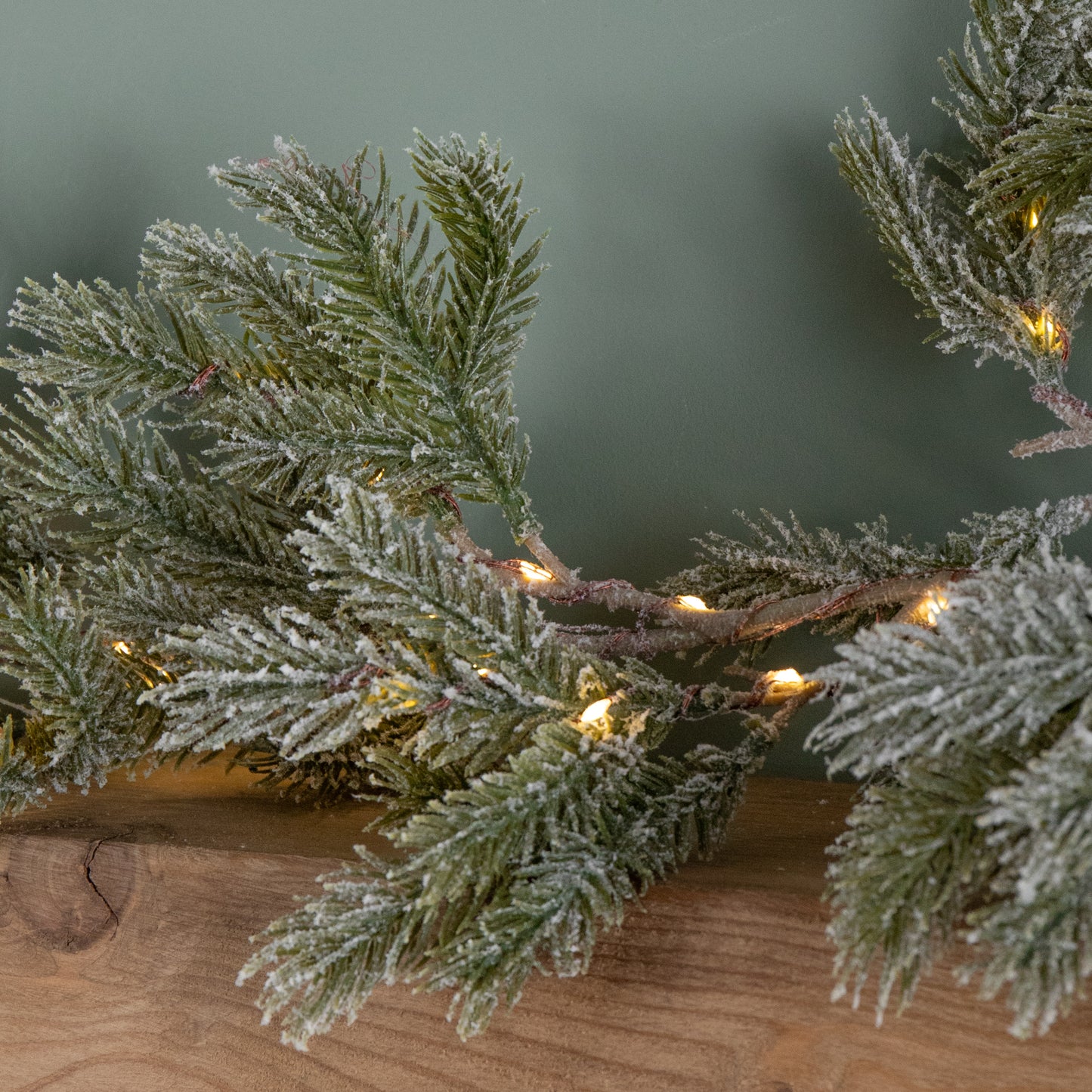 1.8m Frosted Pine Needle Christmas Garland with 120 Warm White LEDs