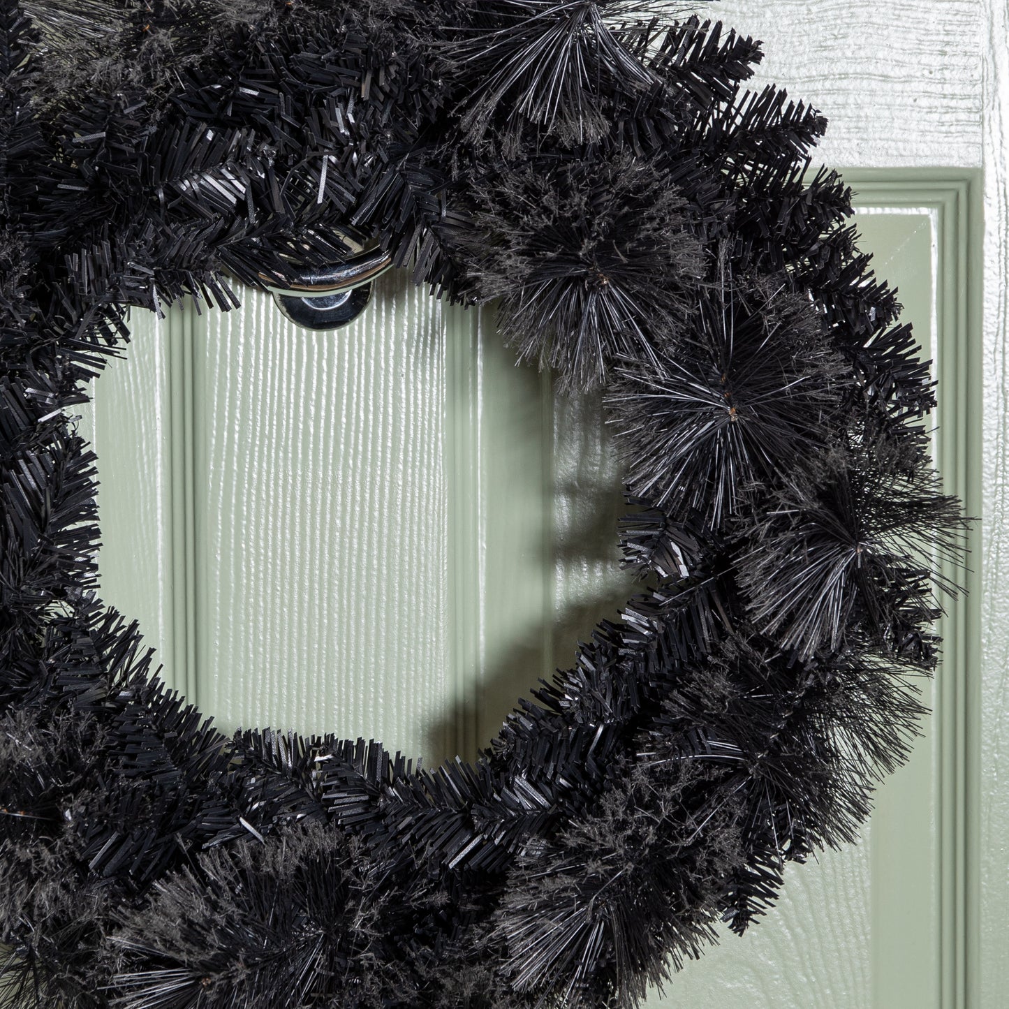 50cm Plain Black Tipped Hanging Christmas & Halloween Artificial Wreath