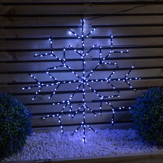61cm Light up Twinkling Christmas Snowflake with 196 White LEDs