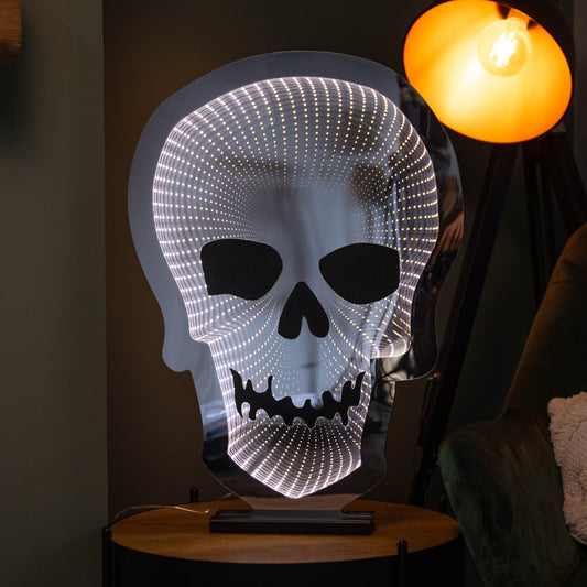 60cm Light up Halloween Skull Infinity Decoration with Warm White LEDs