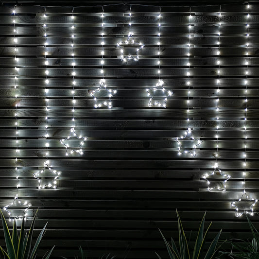 Factory Seconds: 1.2m Cool White LED Star Curtain Lights Christmas Decorations