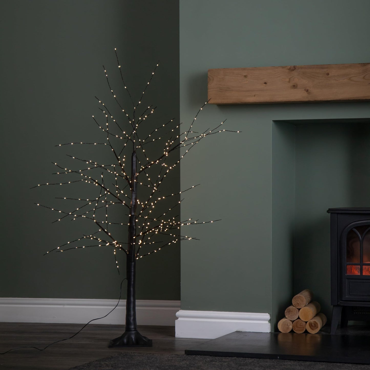 Factory Seconds: 4ft (1.2m) Tall Light up Black Micro Dot Christmas Tree with 400 Warm White LEDs and Remote Control