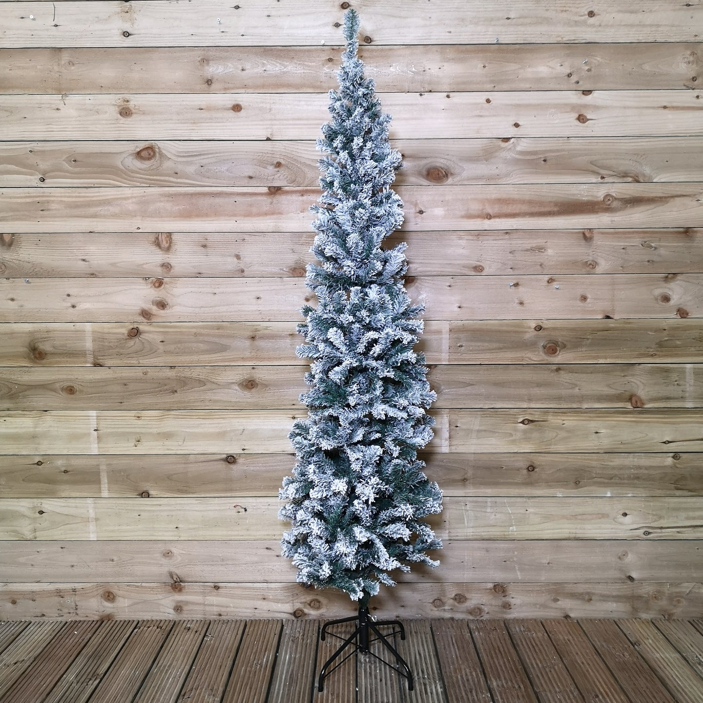 Factory Seconds: 6.5ft (2m) Snow Flocked PVC Spruce Pine Slim Christmas Tree in Green