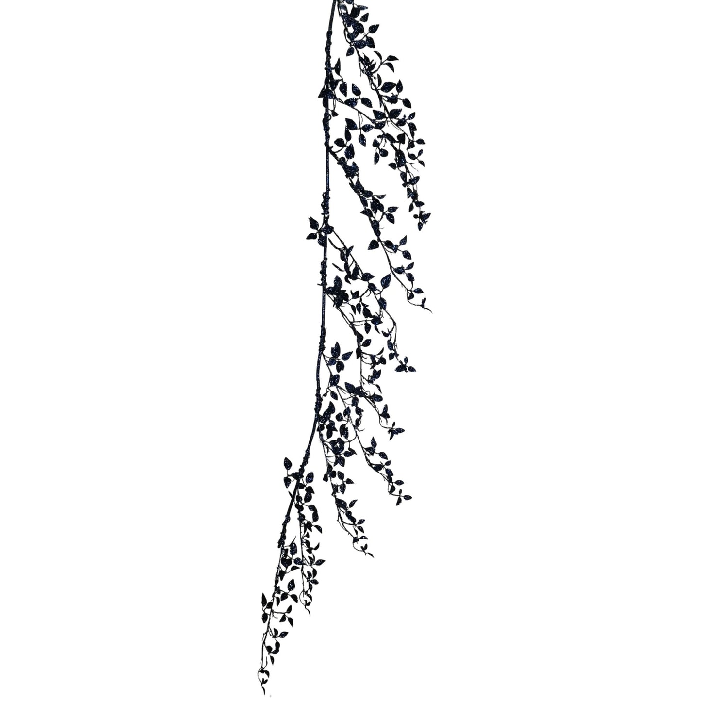 1.5m Midnight Blue Glitter Leaf Christmas Garland Decoration with Hanging Loop 