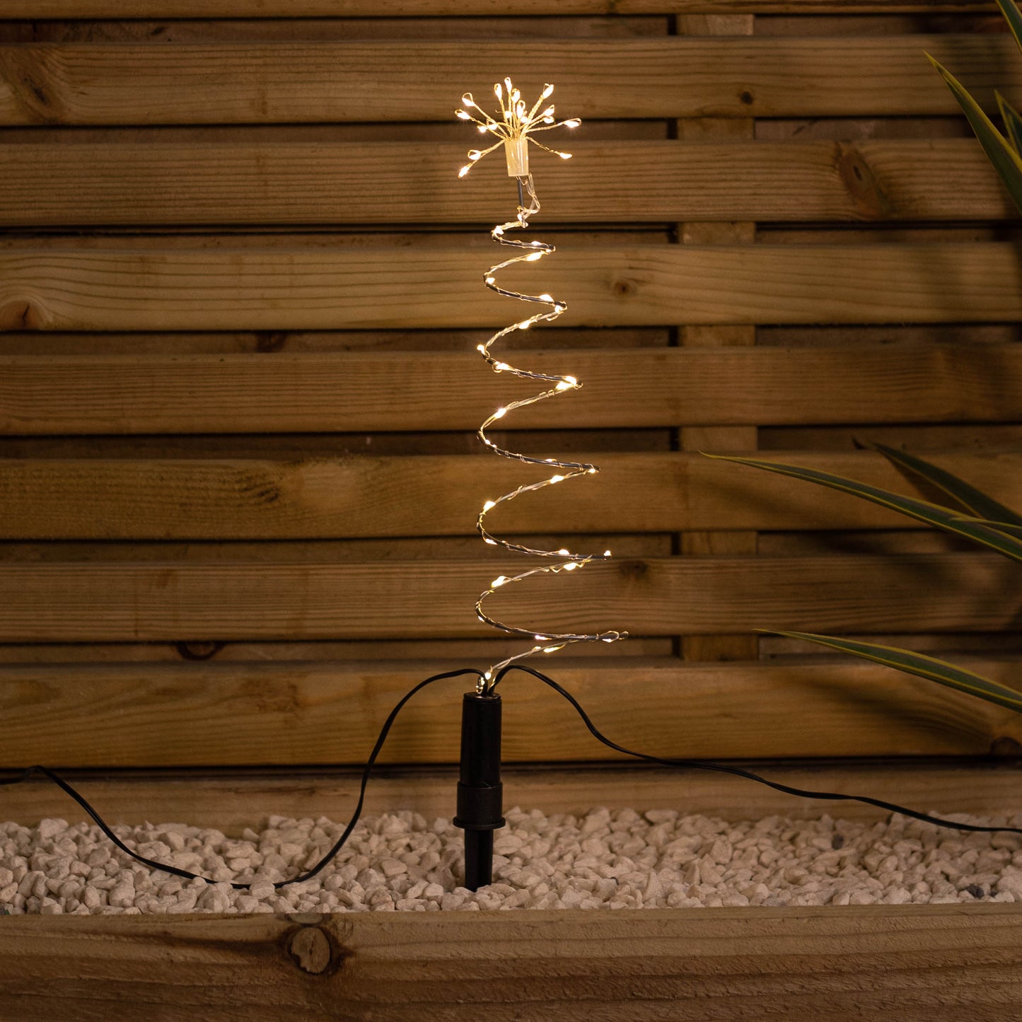 30cm Set of 4 Light up Silver Shaped Christmas Tree Garden Path Lights with 200 Warm White LEDs