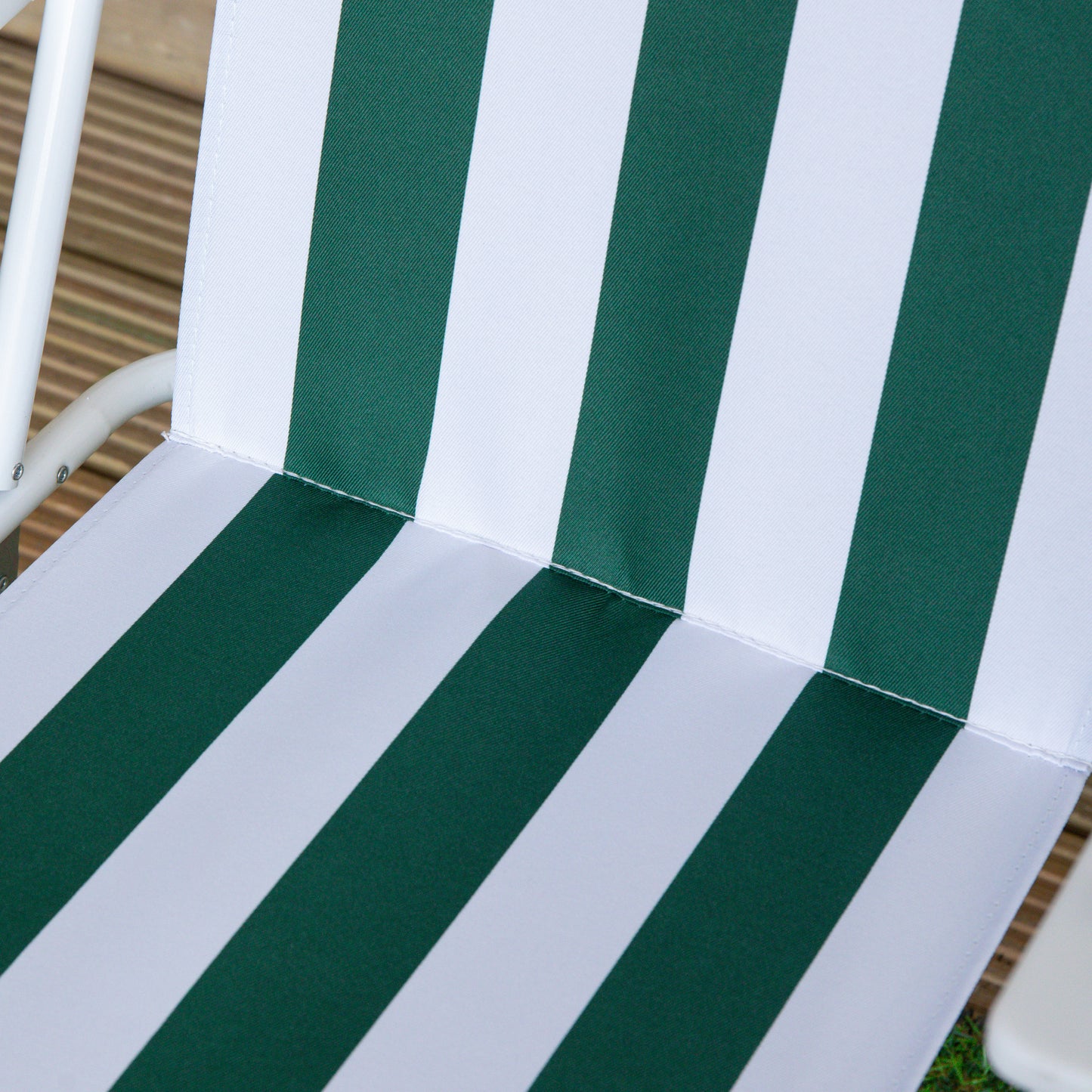 Green & White Striped Lightweight Folding Camping / Picnic / Garden Chair