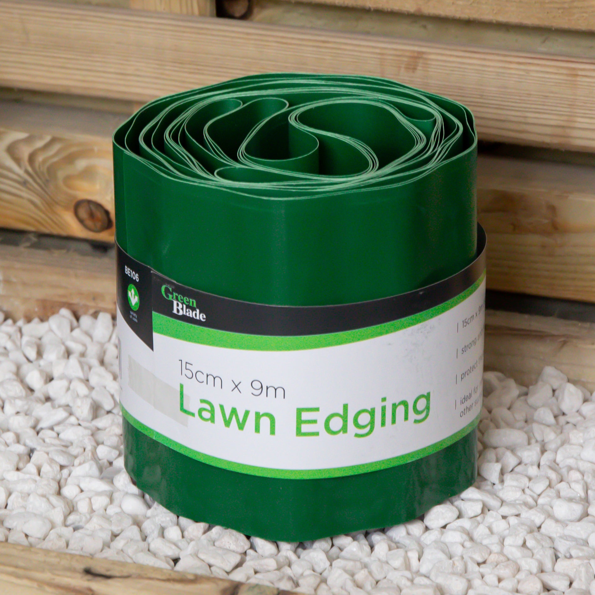 15cm x 9m Large Plastic Corrugated Lawn Garden Edging Border in Green
