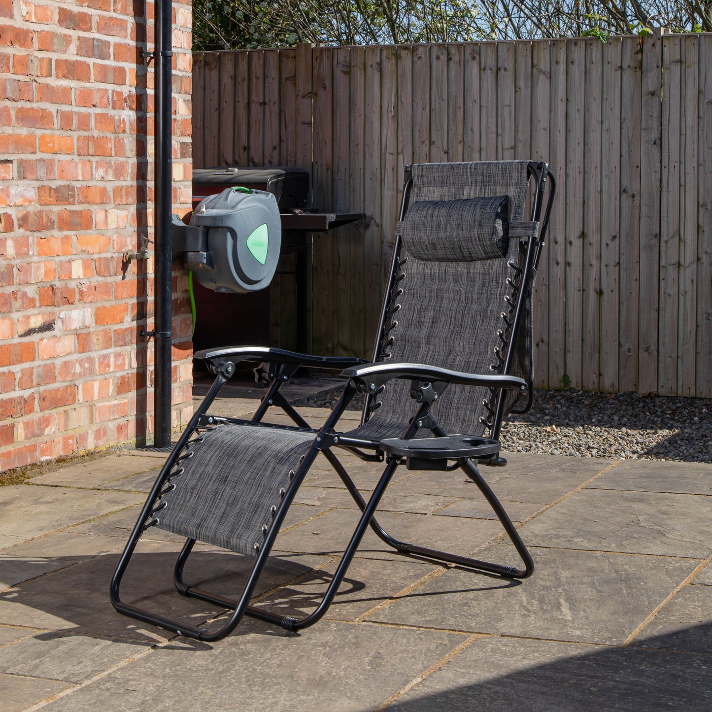 Factory Seconds: Pack of 2 Multi Position Garden Gravity Relaxer Chair Sun Loungers with Sun Canopy in Grey