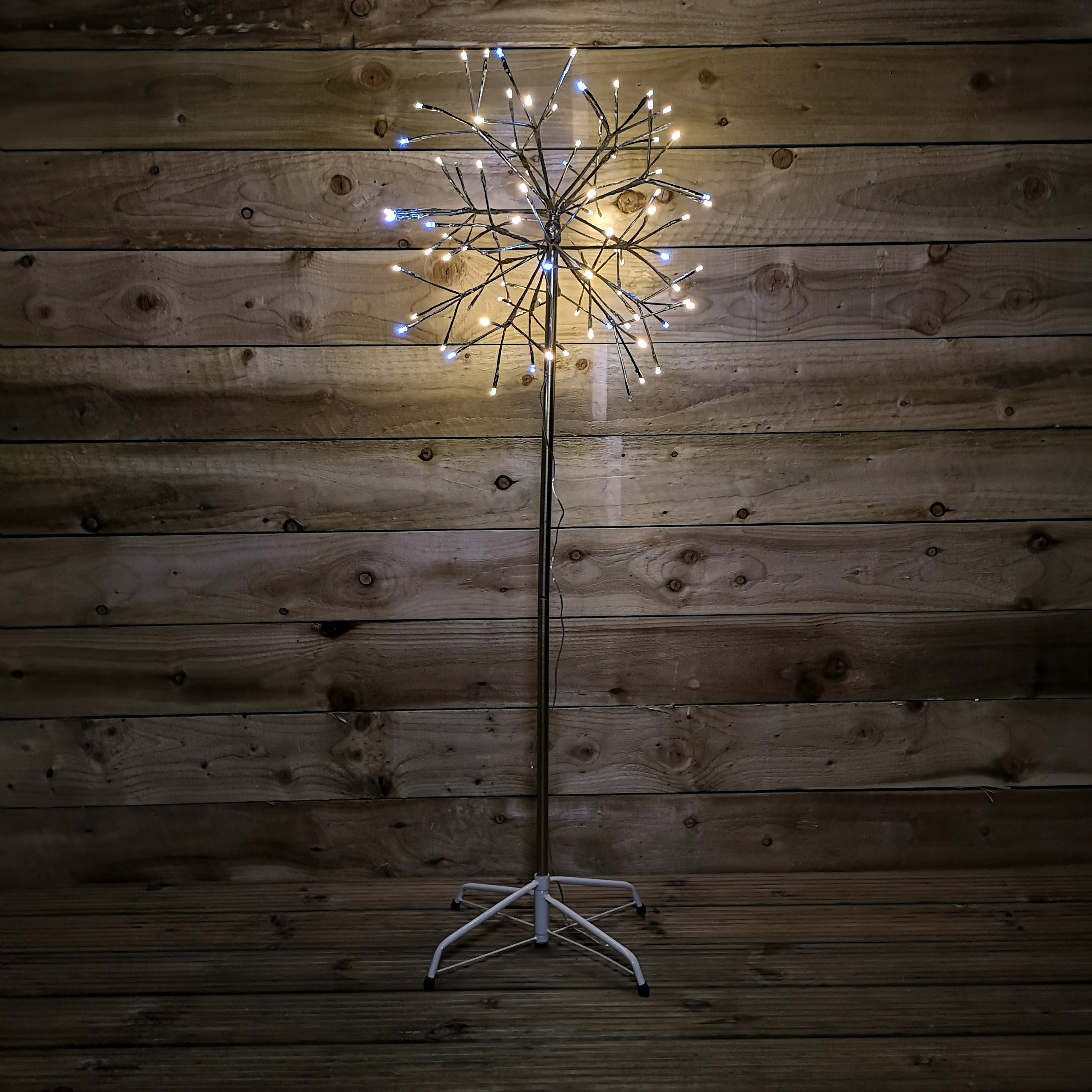 1.2m Champagne Firework Outdoor Christmas Tree with 72 Static 24 Flashing White LEDs