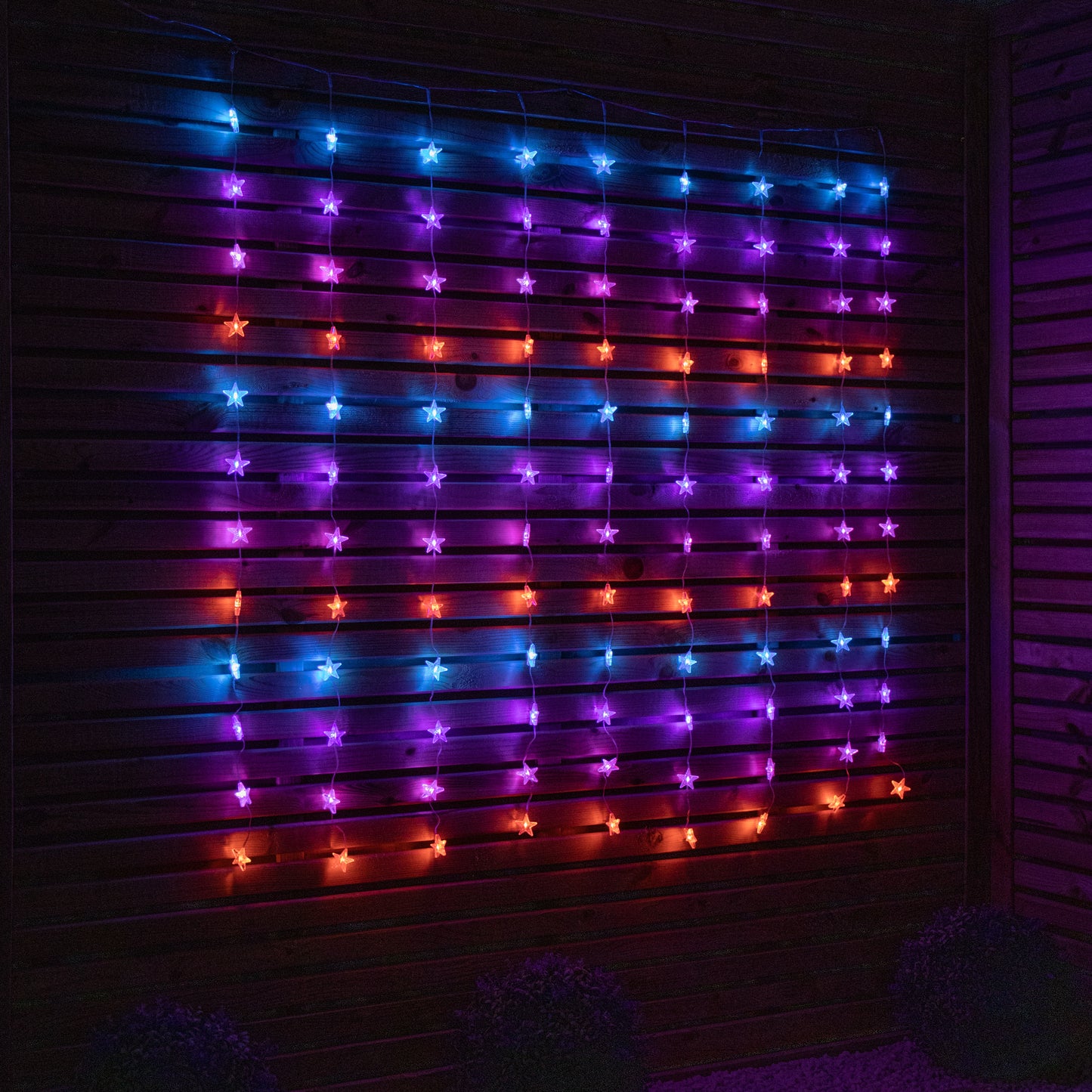 1.2 x 1.2m Light up Christmas Star Curtain Lights with 108 Rainbow LEDs