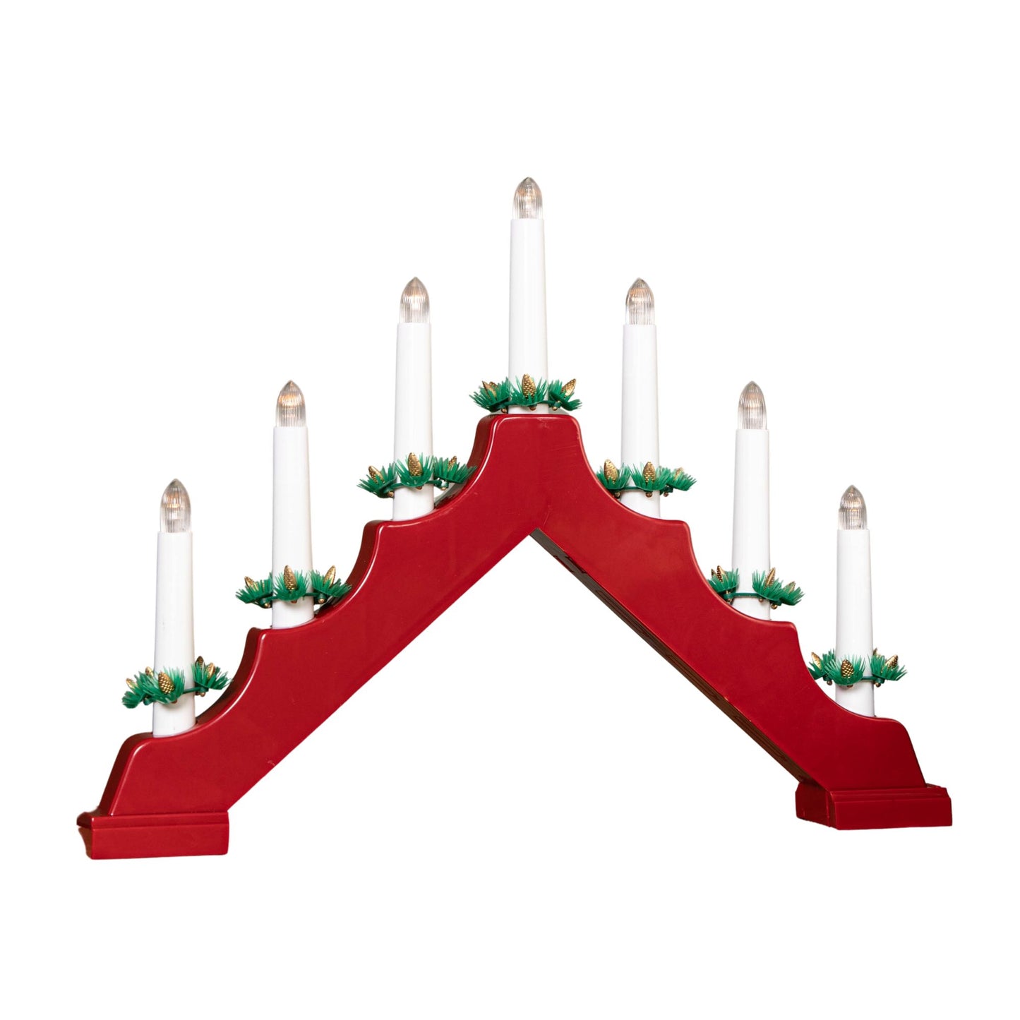 41cm Battery Operated Light up Red Christmas Candle Bridge with 7 Warm White LEDs