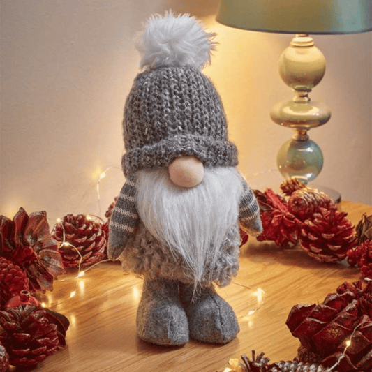 30cm Grey Gonk with Bobbly Hat Christmas Decoration