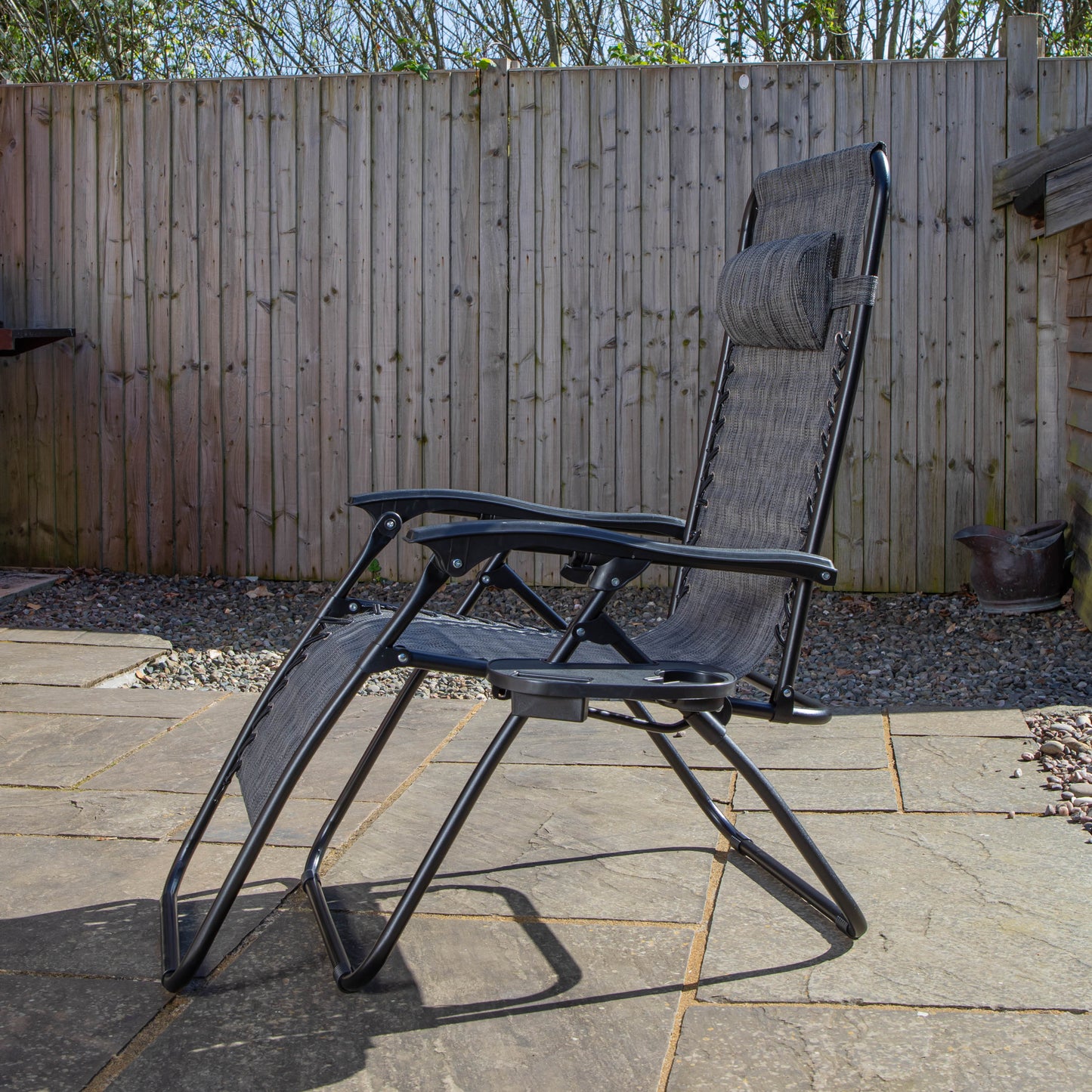 Set of 2 Multi Position Zero Gravity Relaxer Chair Sun Lounger in Mixed Grey
