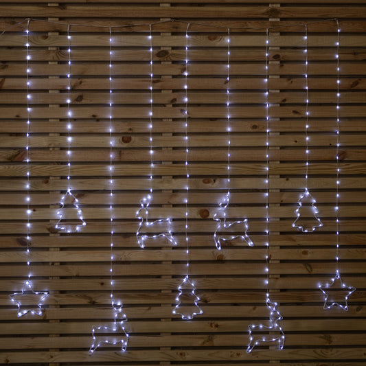 1.2 x 1.1m Christmas Window Curtain Light with 327 Cool White LEDs