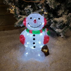 33cm LED Lit Acrylic Snowman Christmas Decoration