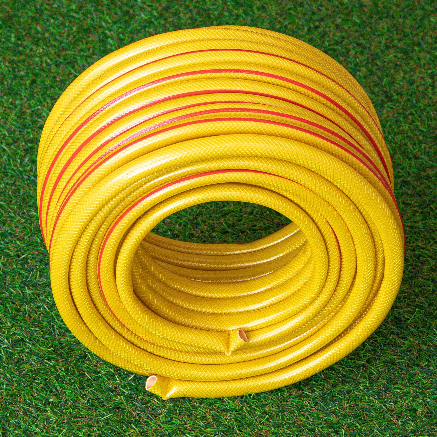 30m Yellow Reinforced Kink Resistant Garden Hose Pipe with Spray Gun Set
