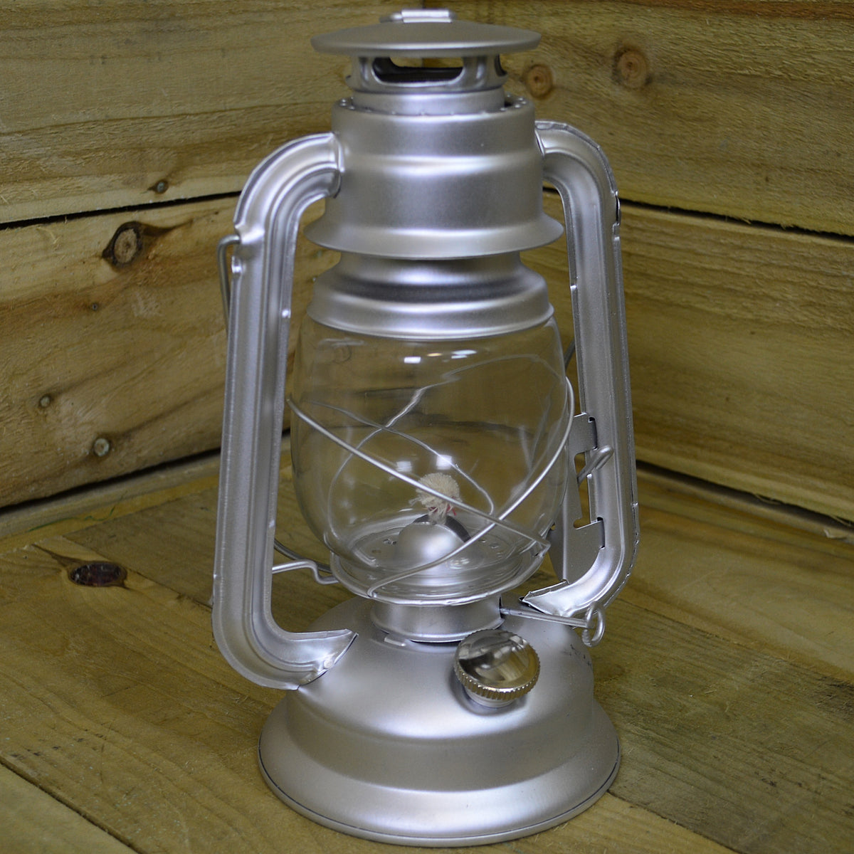 12" Paraffin Hurricane Camping Lantern Light - Silver