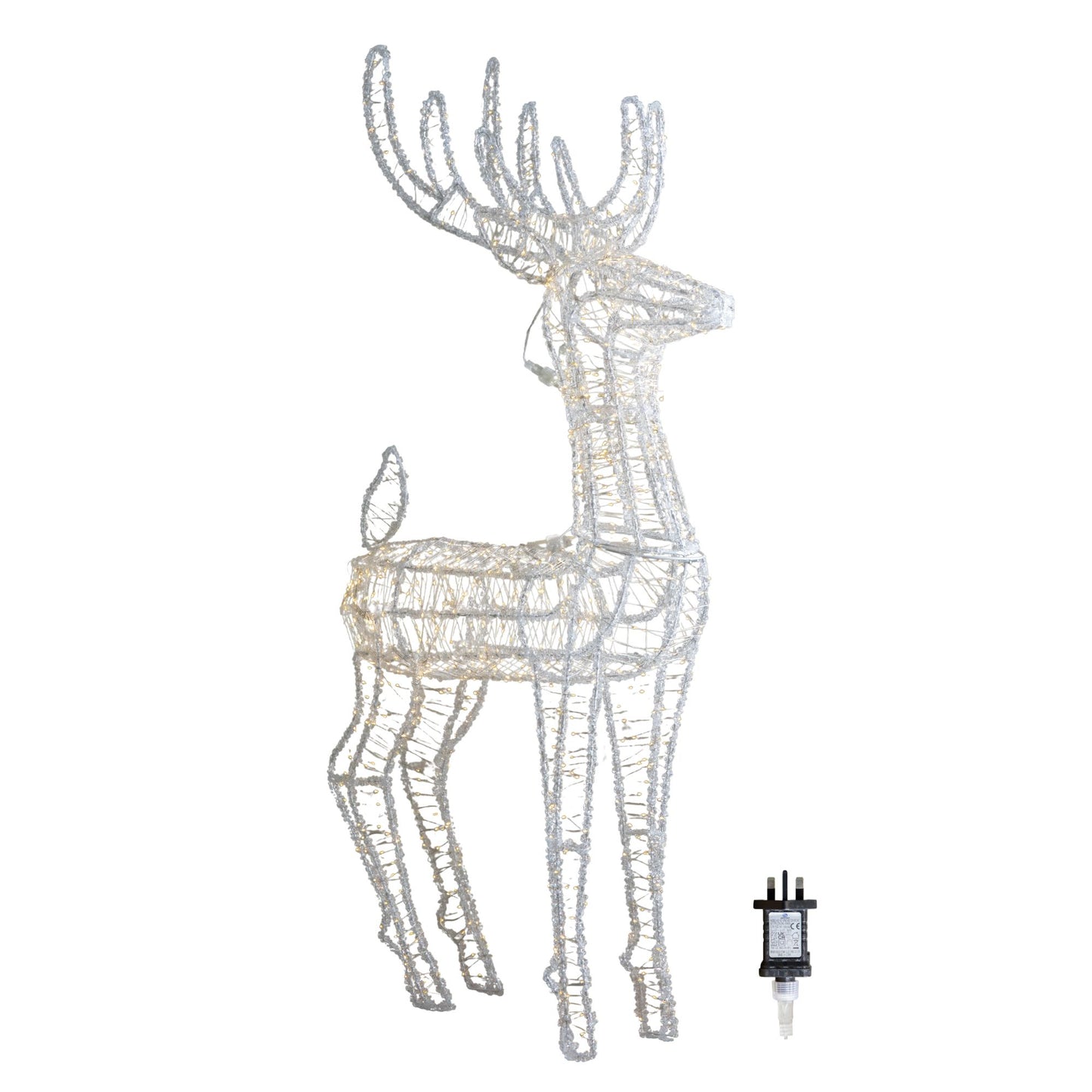 1.03m Light up Acrylic Christmas Reindeer Decoration with 1040 Warm White LEDs