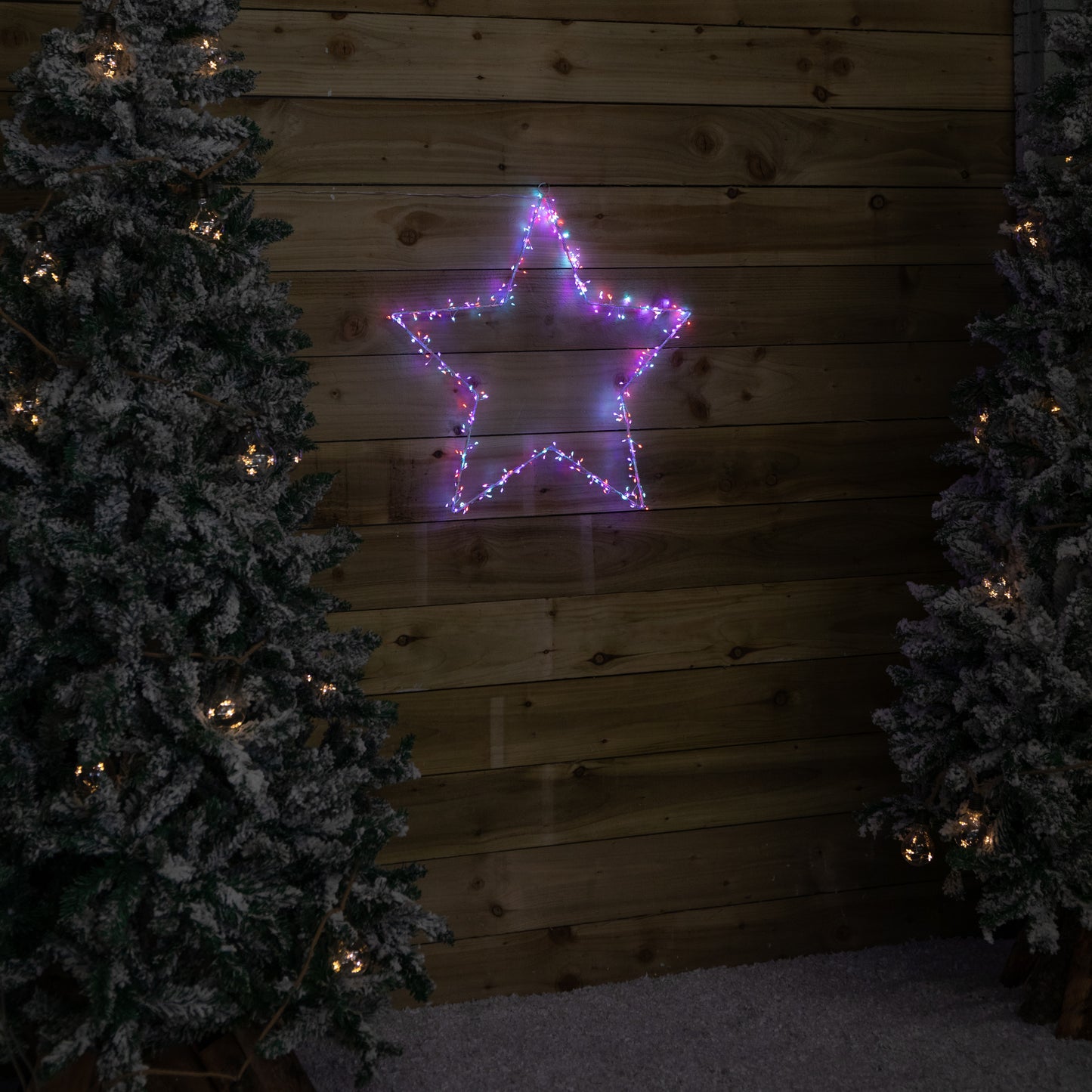 60cm Light up Metal Hanging Christmas Star Decoration with 280 Rainbow LEDs