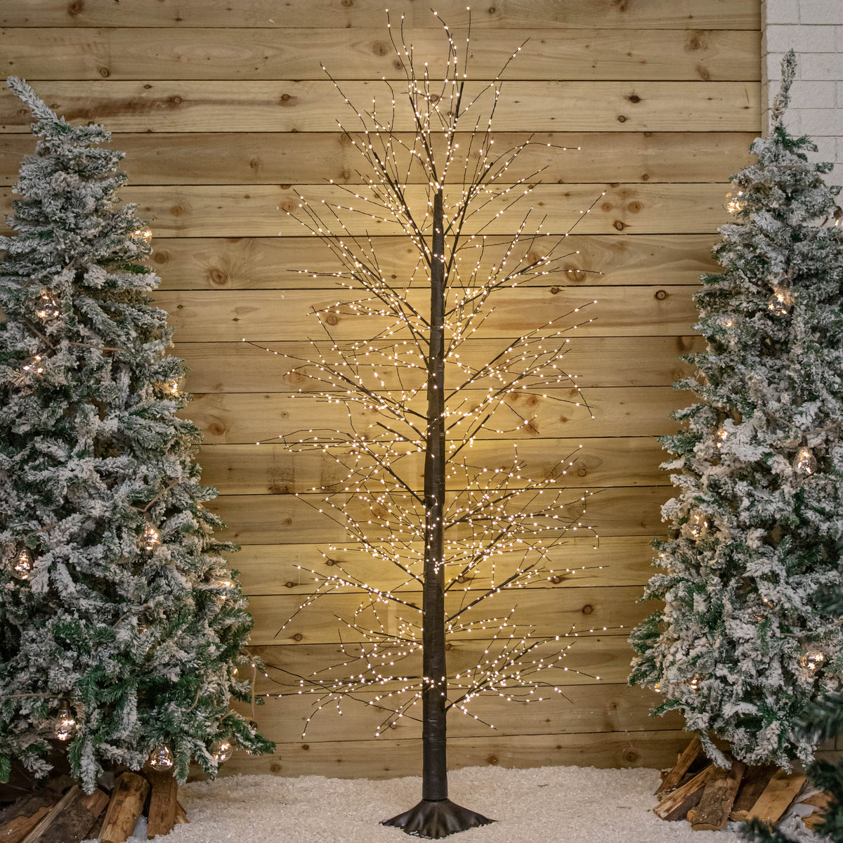 7ft (2.1m) Light up Black Micro Dot Christmas Tree with 1700 Warm White LEDs