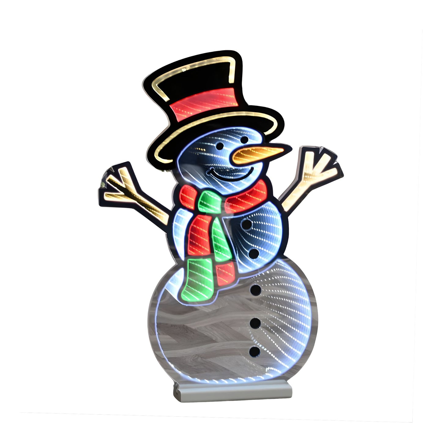 60cm Light up Standing Snowman Infinity Christmas Decoration with Multi-Coloured LEDs