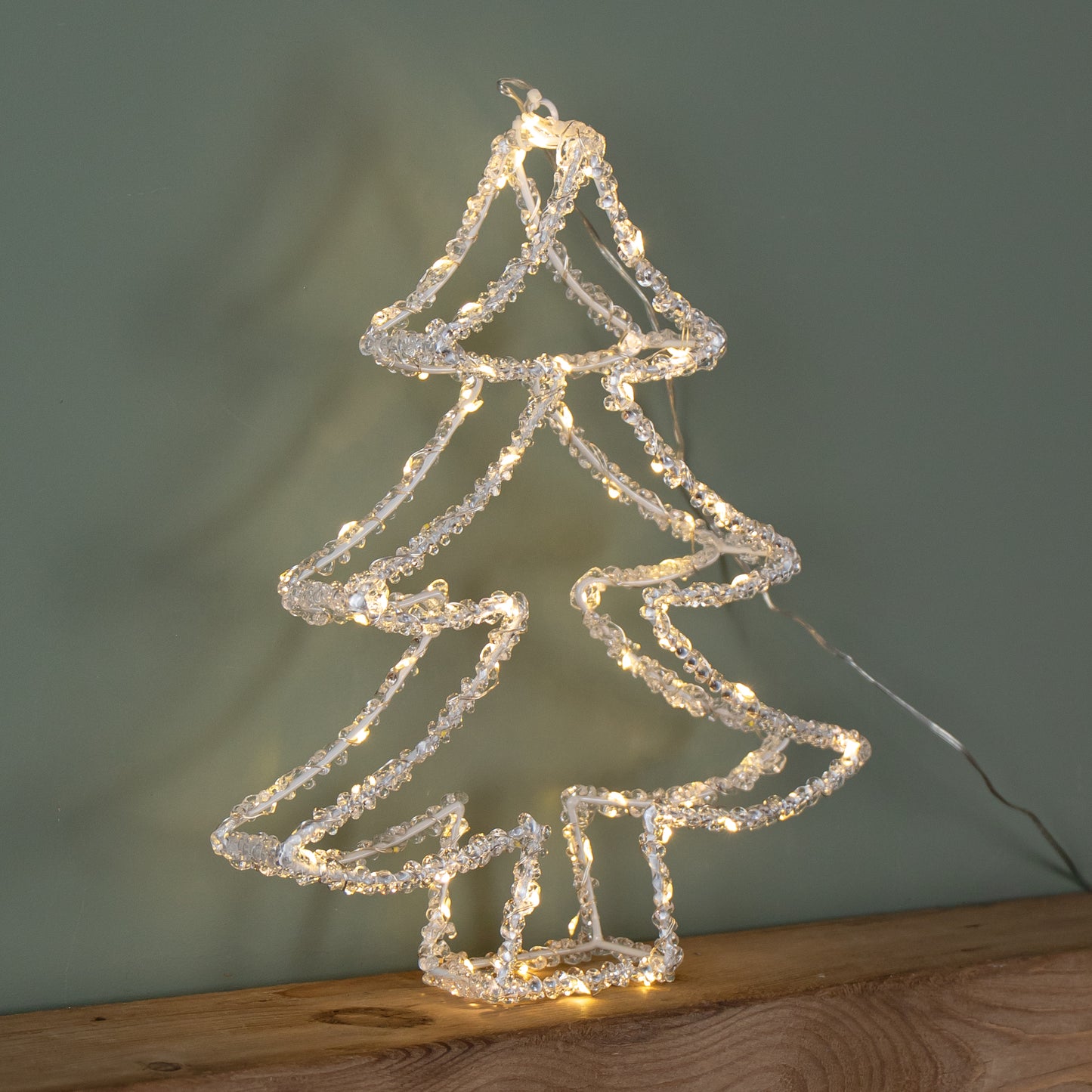 34cm Light up Acrylic Christmas Tree with 80 Warm White Static & Flashing LEDs
