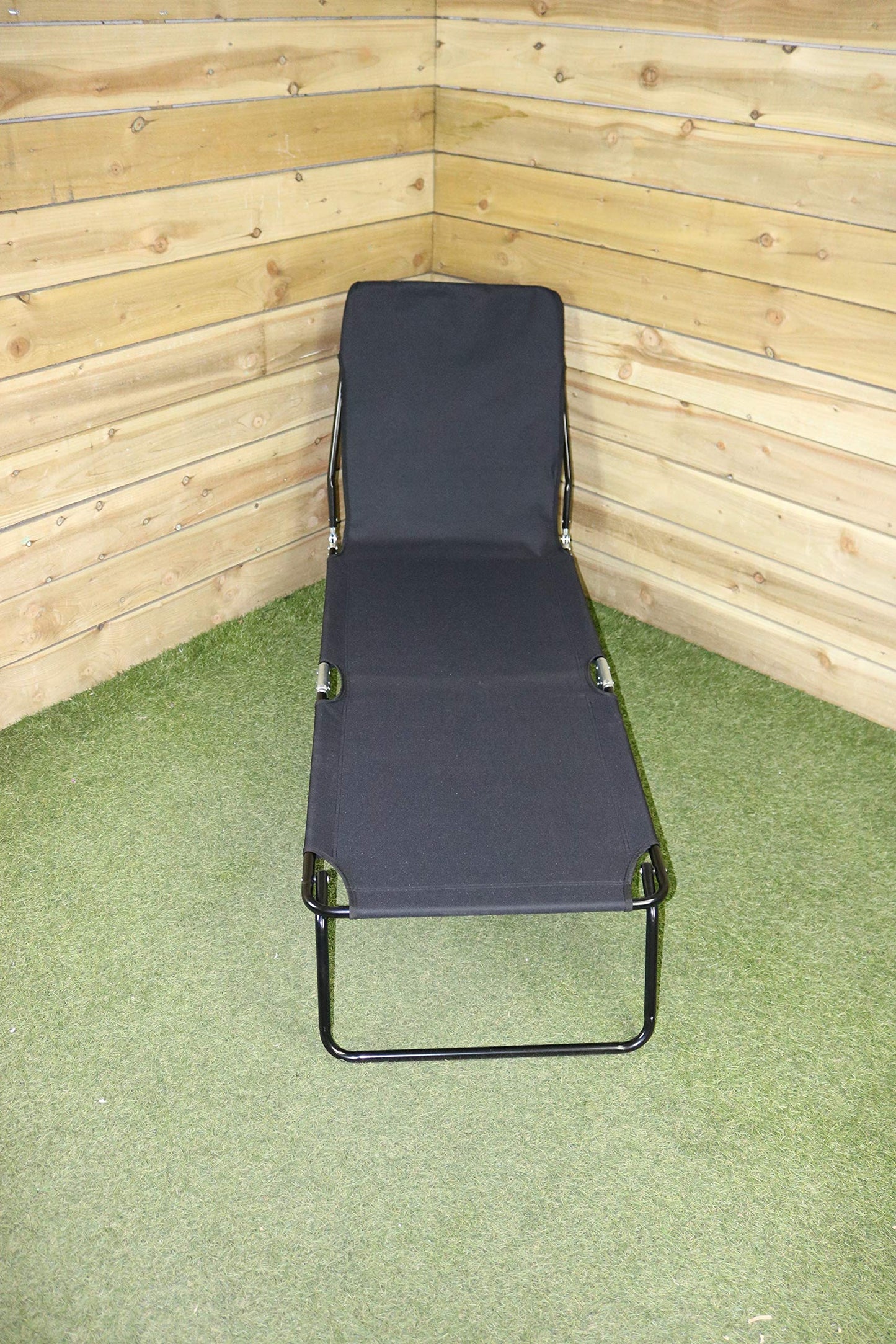 Factory Seconds: Black Outdoor Garden Patio Reclining Oxford Sun Lounger