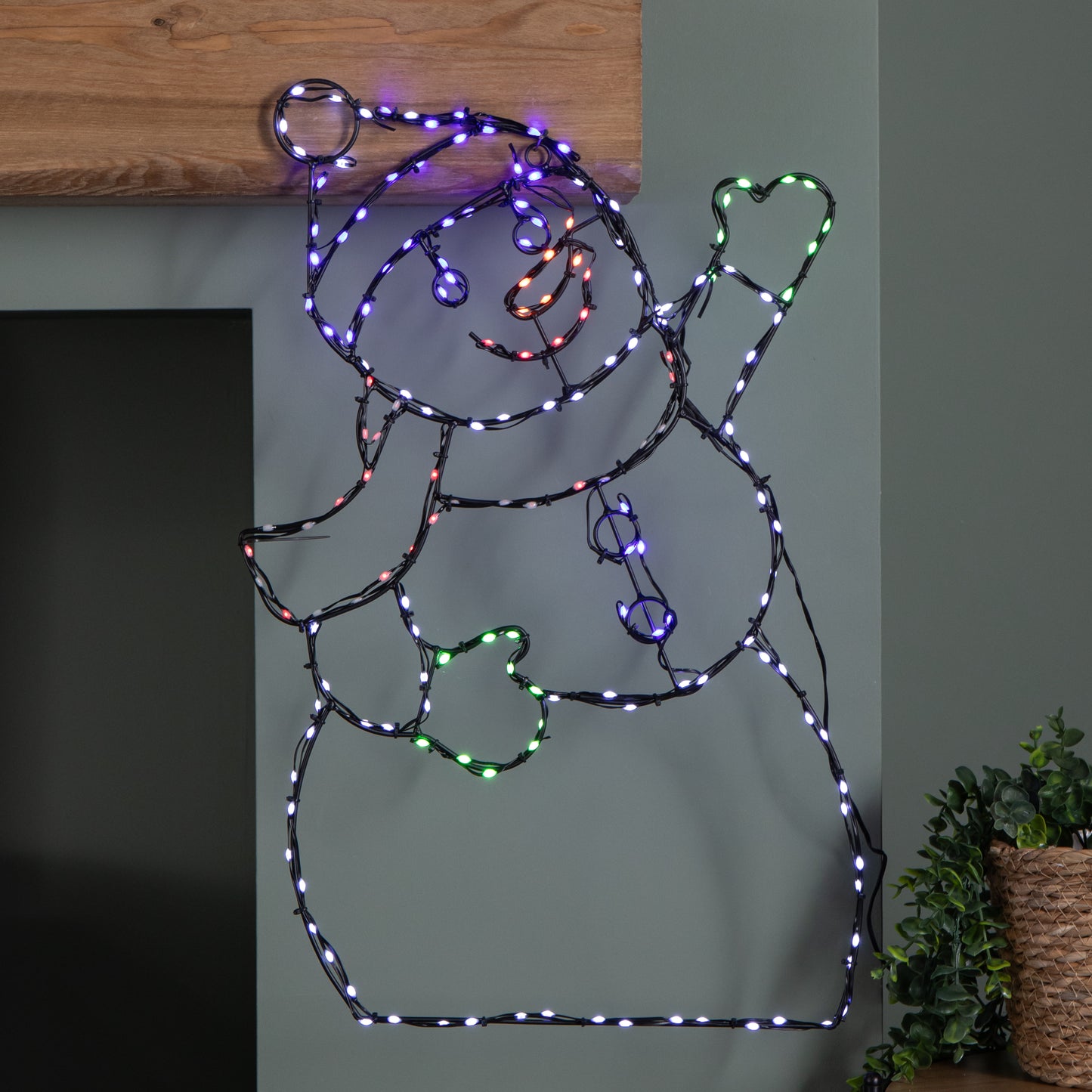 60cm x 38cm Light up FlexiBrights Christmas Snowman with 177 Multi-Coloured LEDs