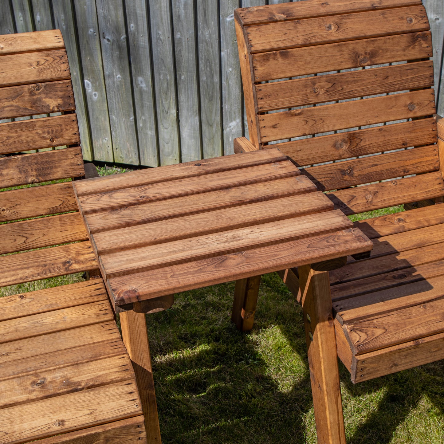 2 Seater Chunky Wooden Garden Furniture Set with Coffee Table