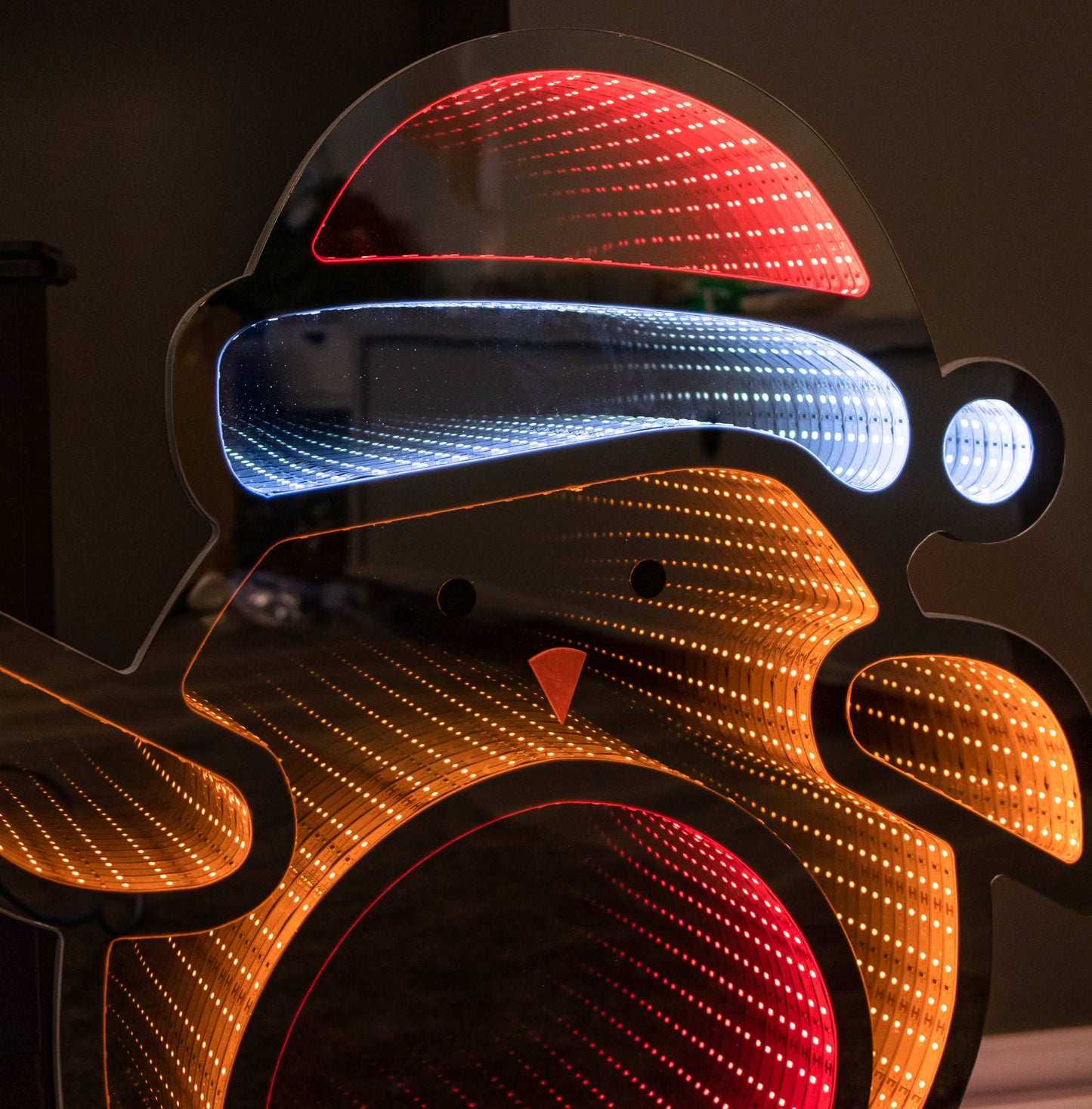 60cm Light up Robin in Santa Hat Christmas Infinity Decoration with LEDs