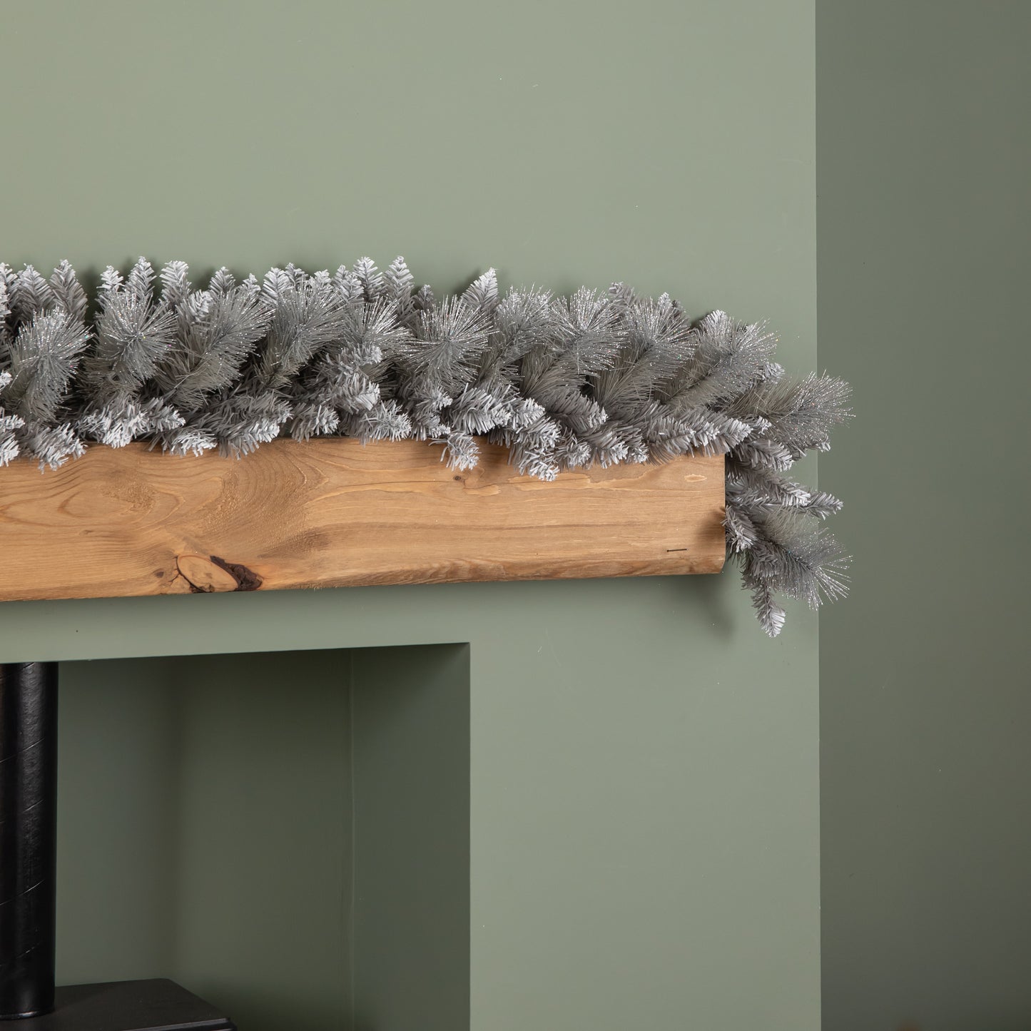 1.8m (6ft) Silver Christmas Garland with Glitter Tips