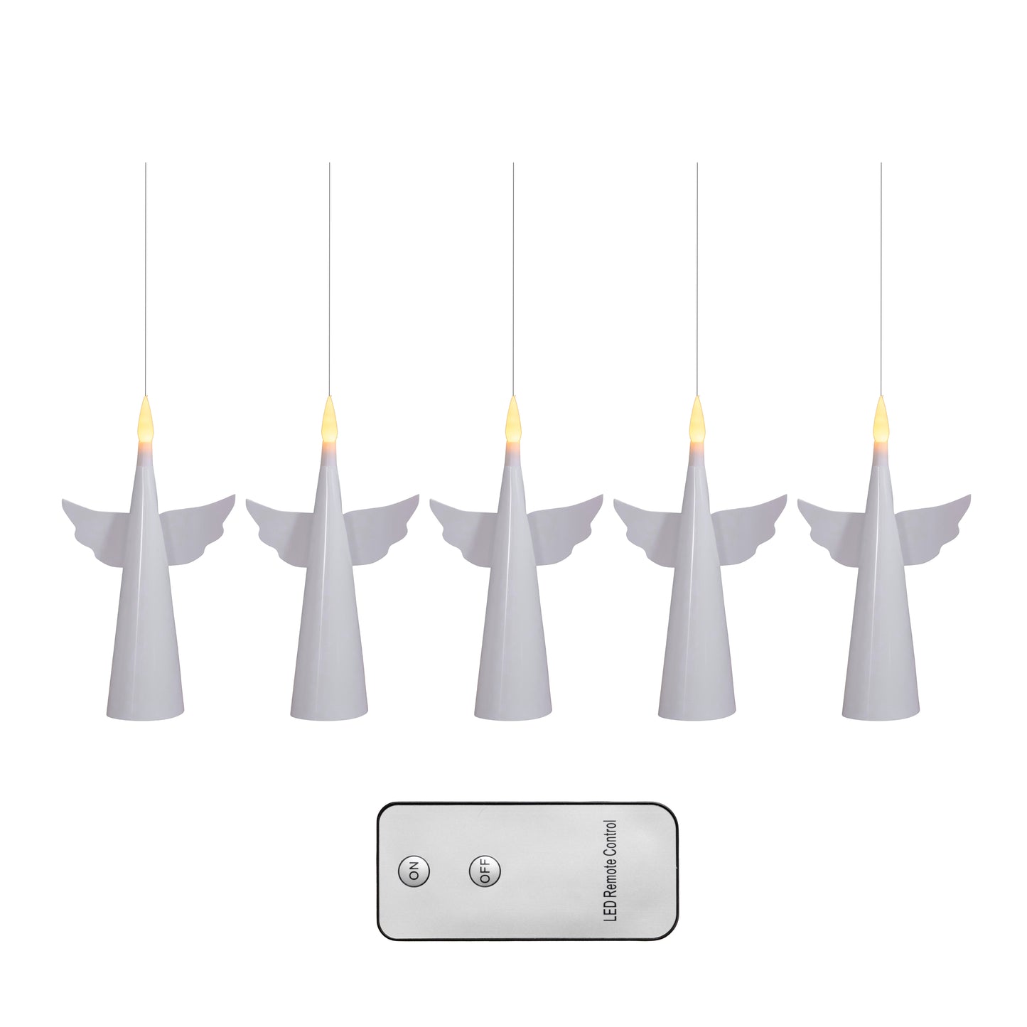 Set of 5 16cm Battery Operated Floating Christmas Angel Candles with Warm White LEDs