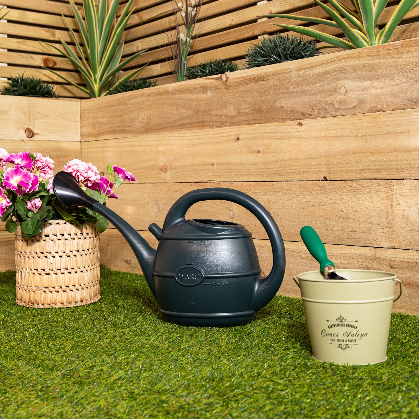 5L Garden Patio Ward Watering Can with Rose in Green