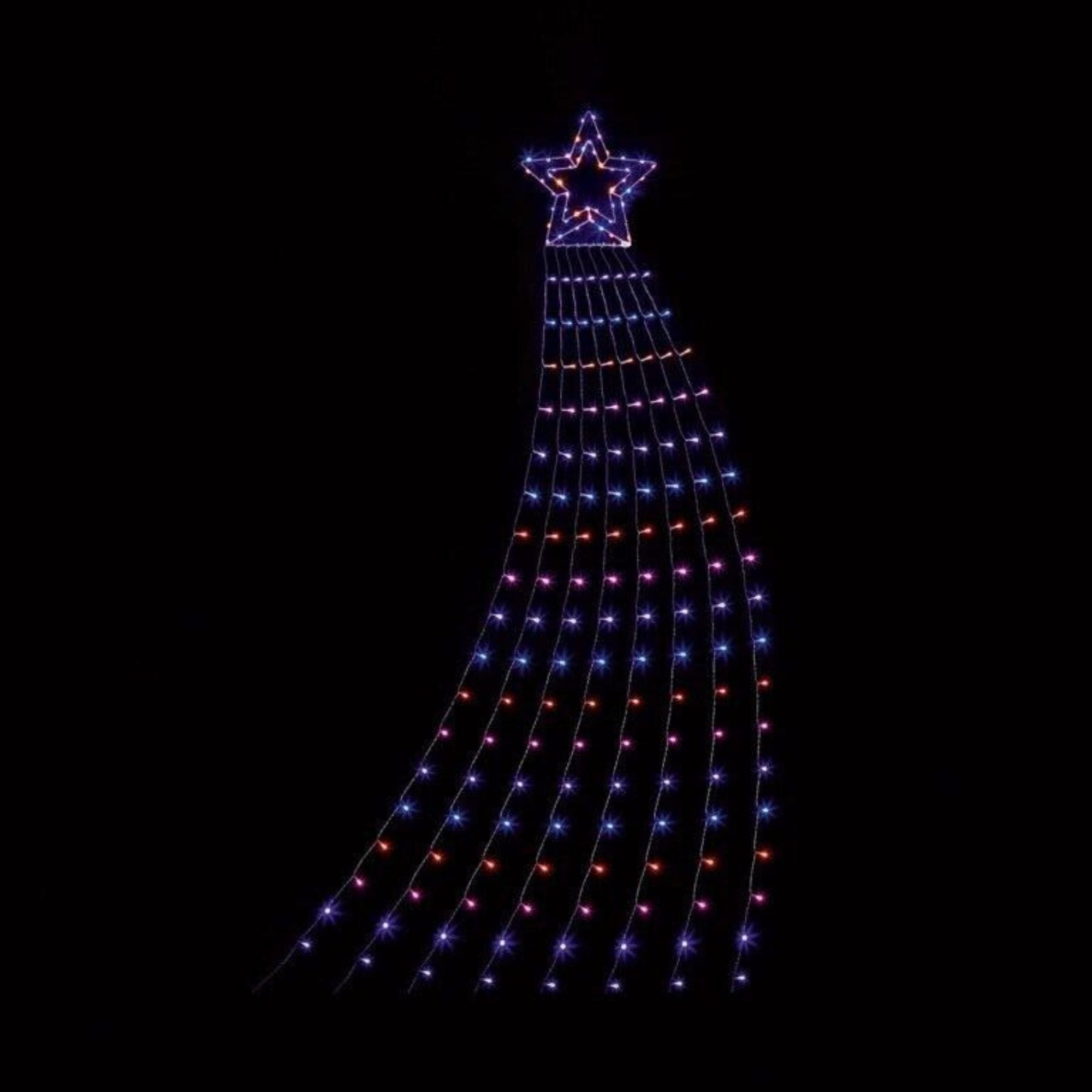 2.1m Multi Action Rainbow LED Shooting Star Light Christmas Decoration with 191 LEDs
