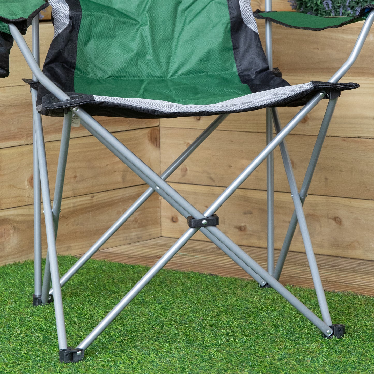 Luxury Padded High Back Outdoor Folding Chair with Cupholder in Green