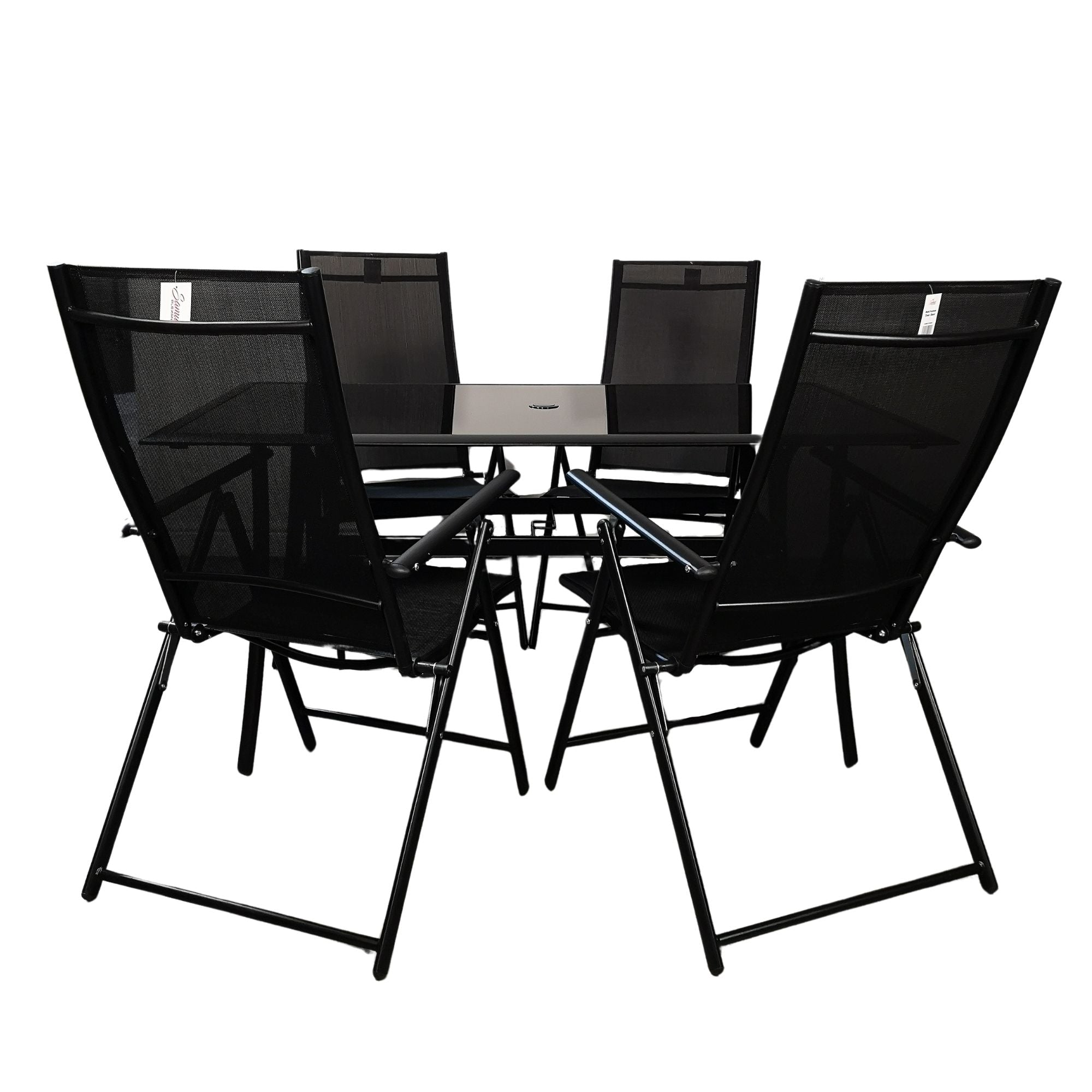 Outdoor 4 Person Rectangular Glass Top Garden Patio Dining Table Chairs Set