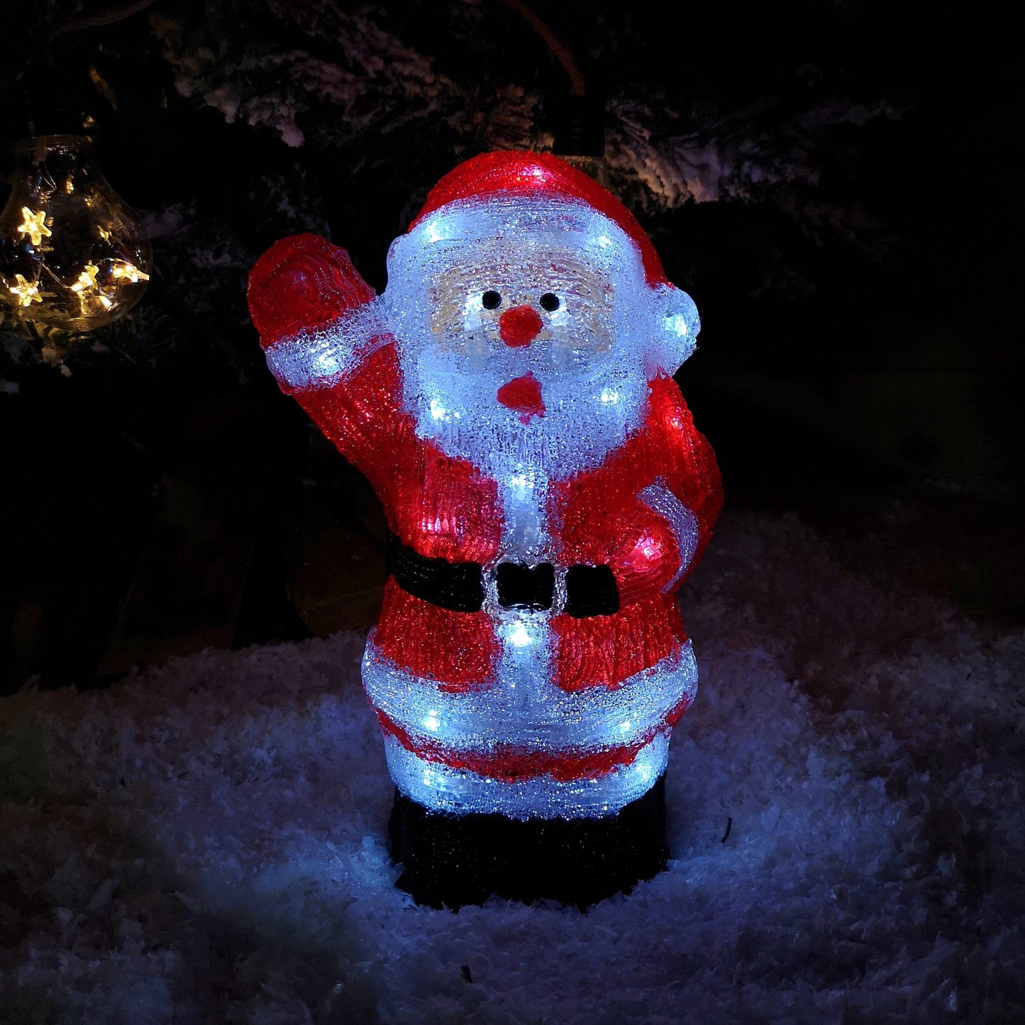 28cm Battery Operated LED Light up Acrylic Christmas Santa Decoration
