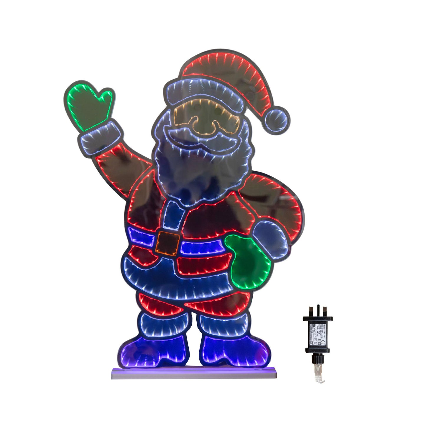 59cm Light up Waving Santa Infinity Christmas Decoration with Multi-Coloured LEDs