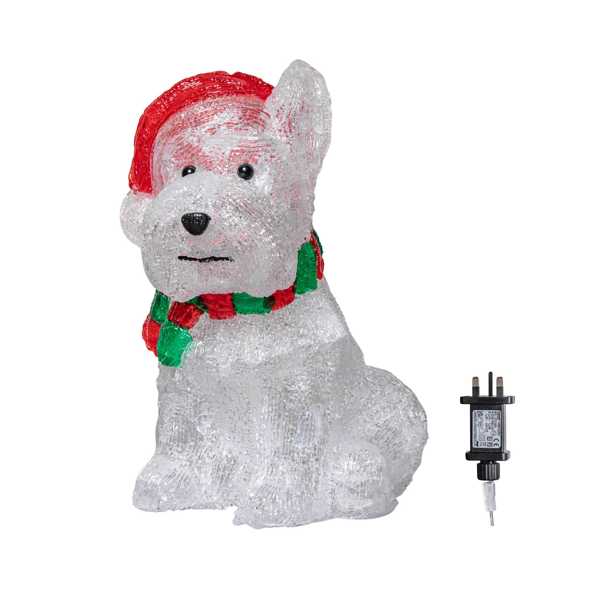 31cm Light up Acrylic Christmas Westie Dog Decoration with 40 White LEDs