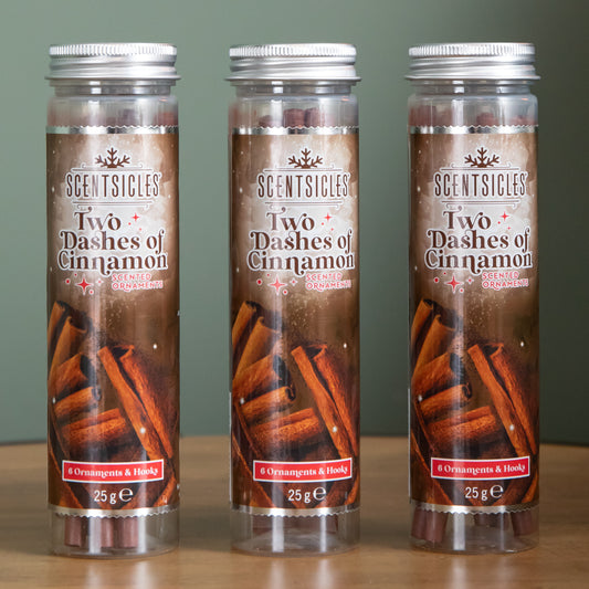 3 PACKS of 6 Scentsicles Scented Hanging Ornaments Sticks - Two Dashes of Cinnamon
