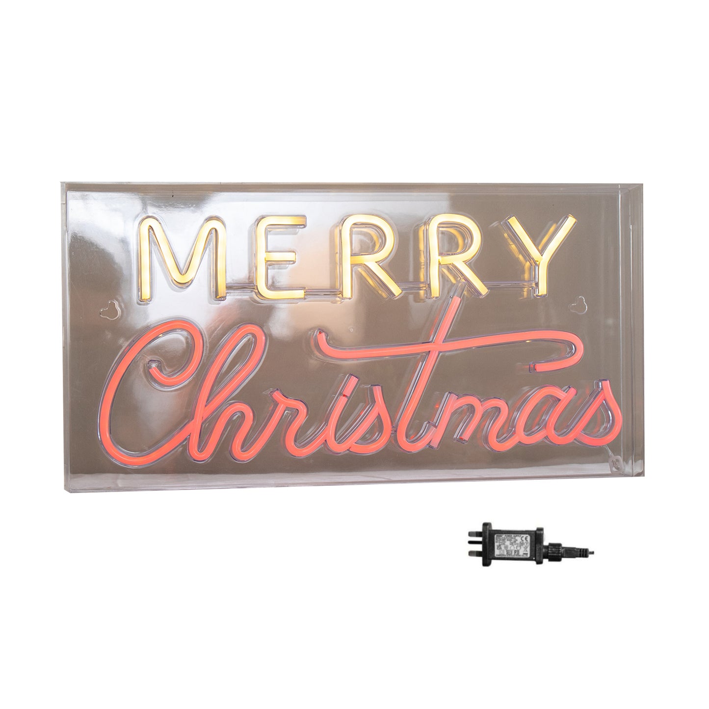43cm Light up Merry Christmas Neon Flex Sign in Warm White and Red